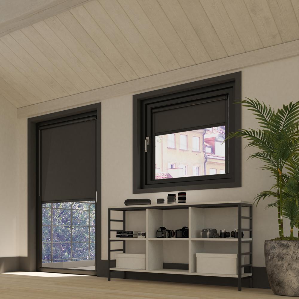 TENDA A VETRO CON CASSONETTO E GUIDE OSCURANTI, ROLLBOX 760-ASTRA