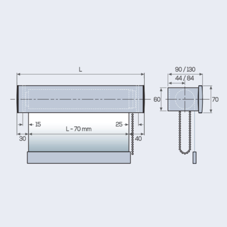 TENDA A RULLO A CATENELLA CON MANTOVANA IN ALLUMINIO, SIDEWINDER 8240 - ECLISSE S3-TOTAL WHITE