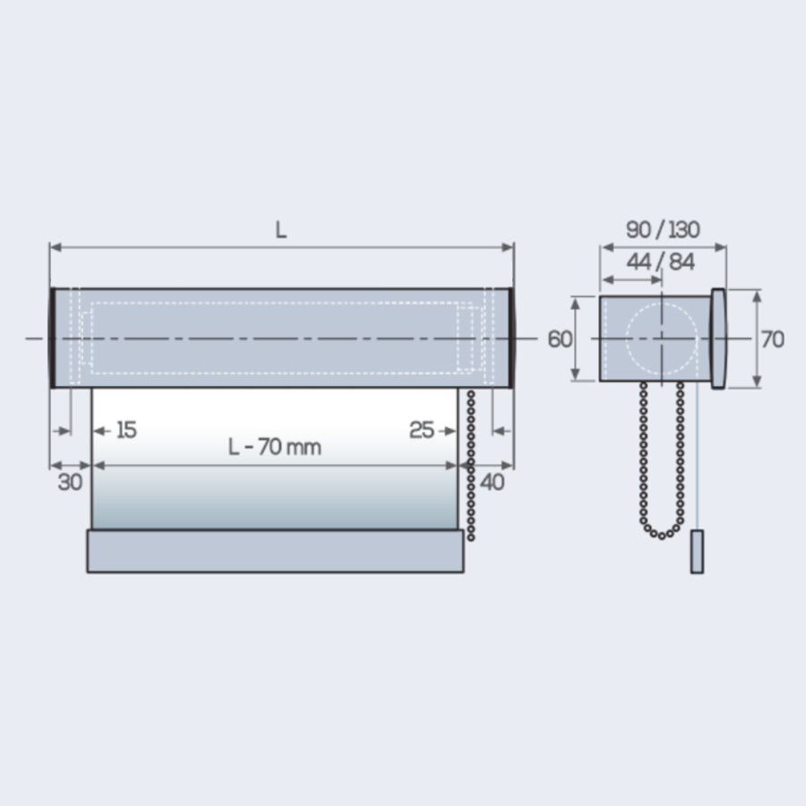 TENDA A RULLO AZIONAMENTO COMBINATO, FRONTALE DECORATIVO, Plus 2029 - ECLISSE S3-ECOSCREEN