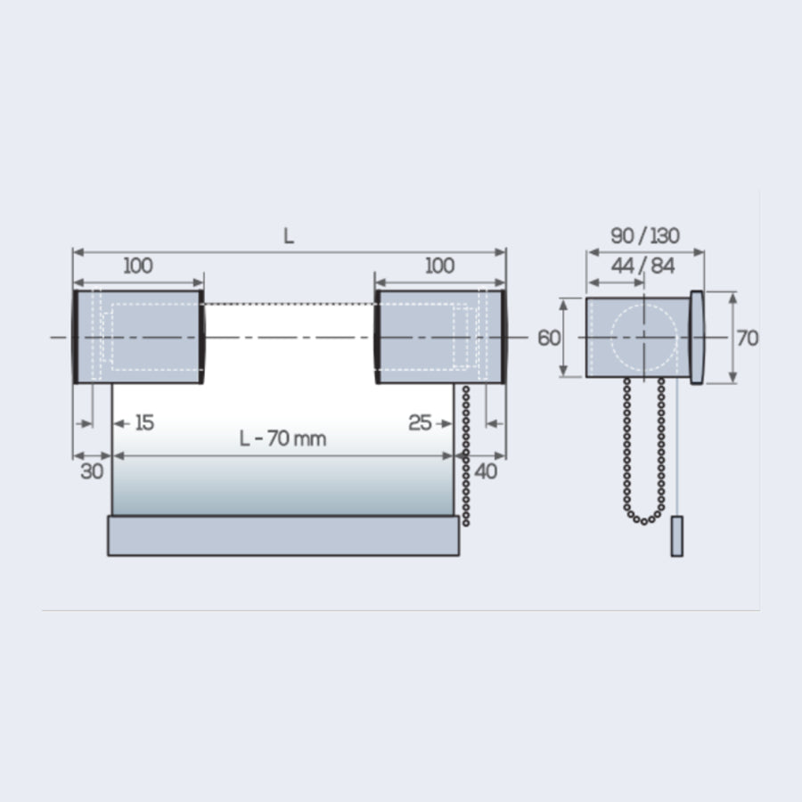 TENDA A RULLO AZIONAMENTO COMBINATO, ANGOLARE DECORATIVO, PLUS 2029 - ECLISSE S2-LINEA