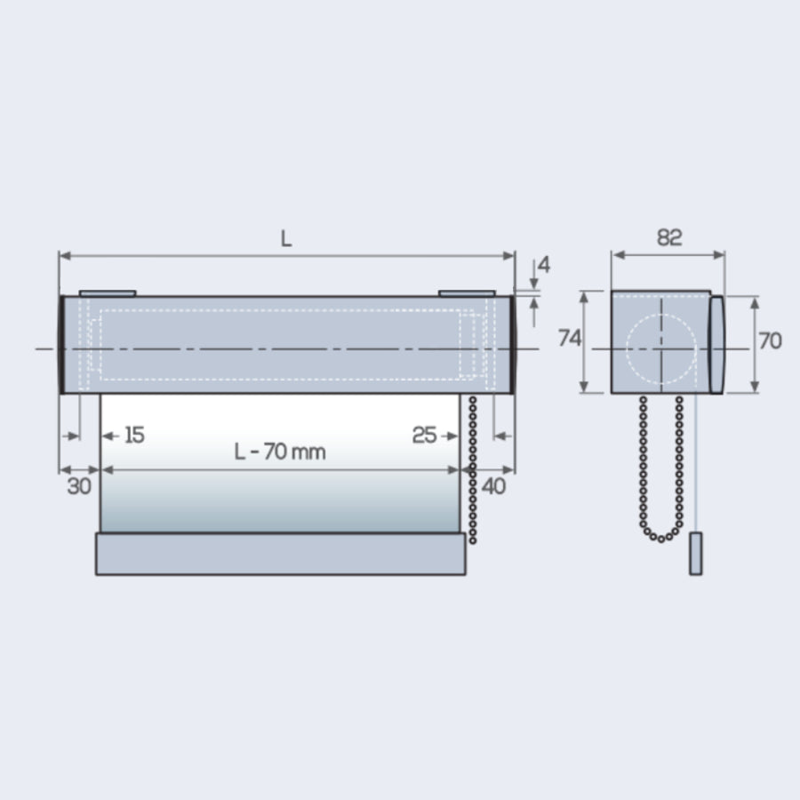 TENDA A RULLO AZIONAMENTO COMBINATO, FRONTALE DECORATIVO, Plus 2029 - ECLISSE S3-GIOTTO