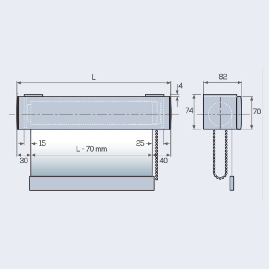 TENDA A RULLO A CATENELLA CON MANTOVANA IN ALLUMINIO, SIDEWINDER 8240 - ECLISSE S3-FRIDA