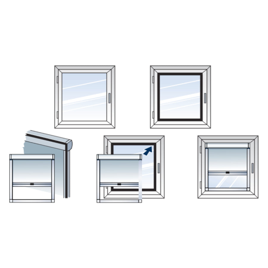 TENDA A VETRO CON CASSONETTO E GUIDE OSCURANTI, ROLLBOX 160-OSCURANTE RB