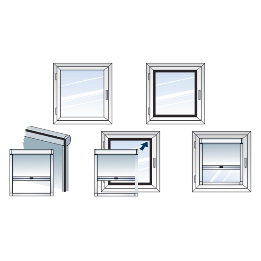 TENDA A VETRO CON CASSONETTO E GUIDE OSCURANTI, ROLLBOX 760-SCREEN P45