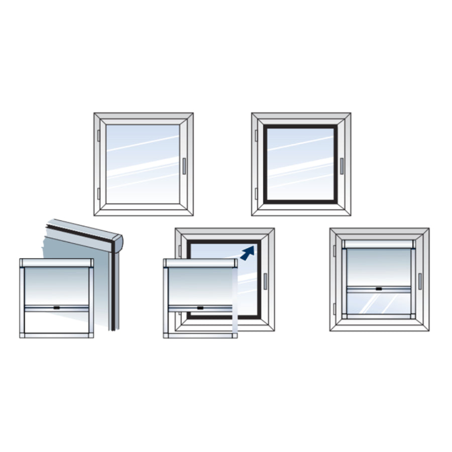 TENDA A VETRO CON CASSONETTO E GUIDE OSCURANTI, ROLLBOX 560-ASTRA