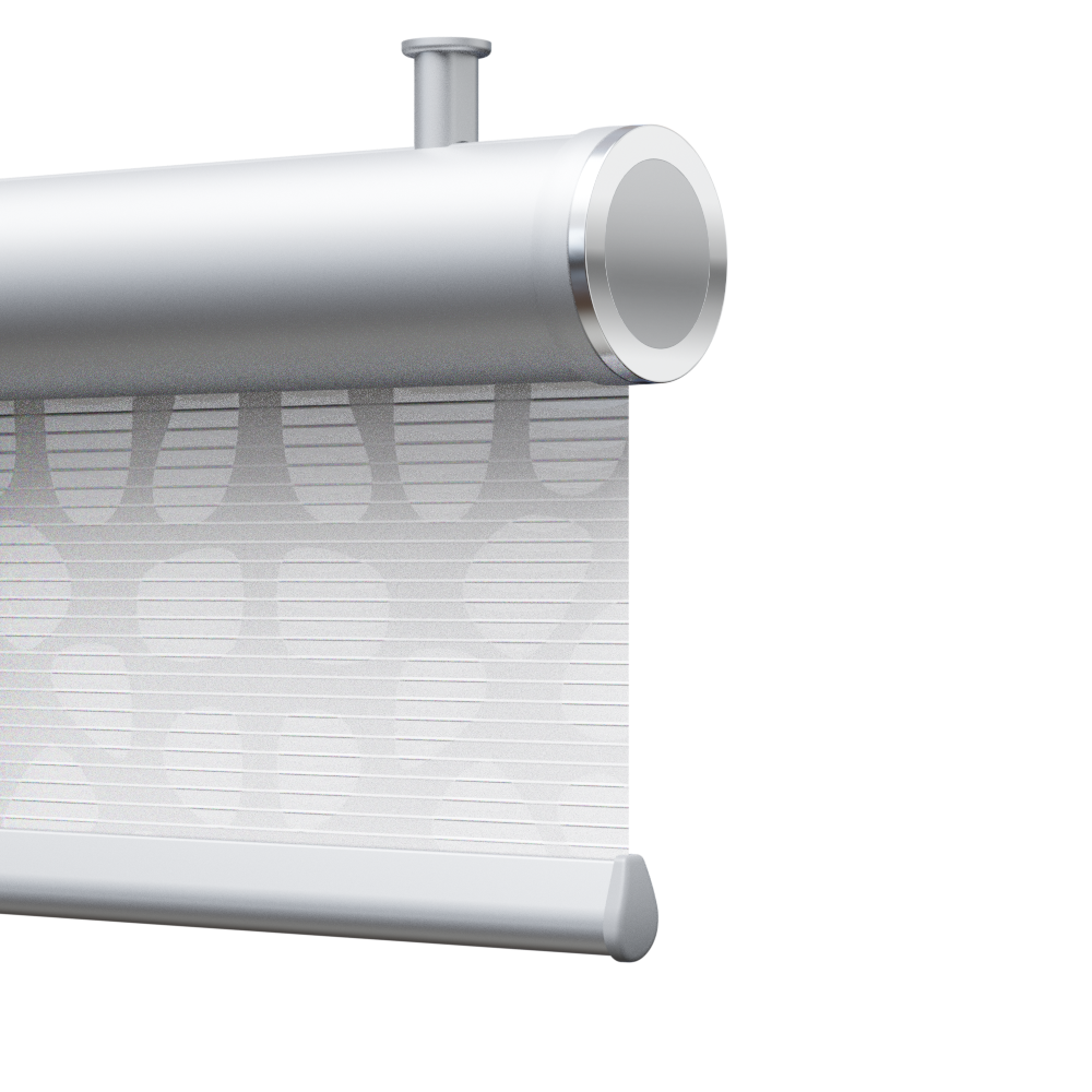 TENDA DECORATIVA CON CASSONETTO TONDO, TOTAL WHITE