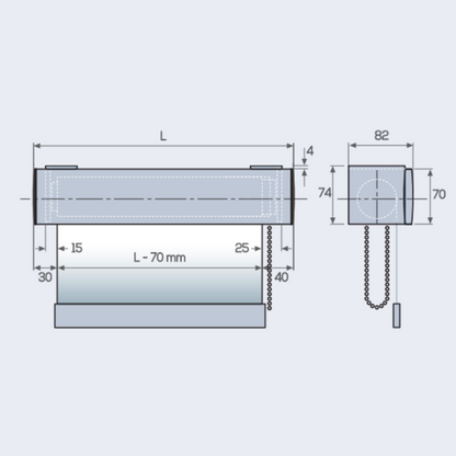 TENDA A RULLO AZIONAMENTO COMBINATO, FRONTALE DECORATIVO, Plus 2029 - ECLISSE S3-SCREEN P45